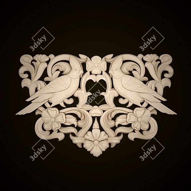 Artisan Carved Wood Décor 3D model image 1