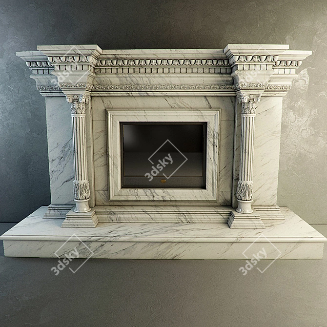 Elegant Marble Fireplace 3D model image 1