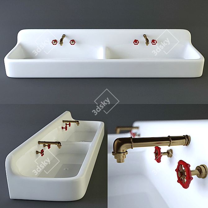 Stylish Porcelain Washbasin 3D model image 1