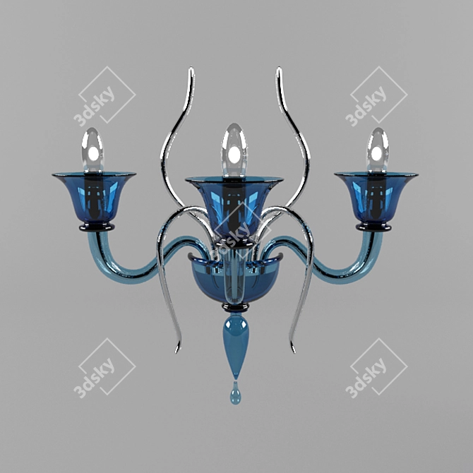 Blue Art Deco Glass Chandelier 3D model image 2