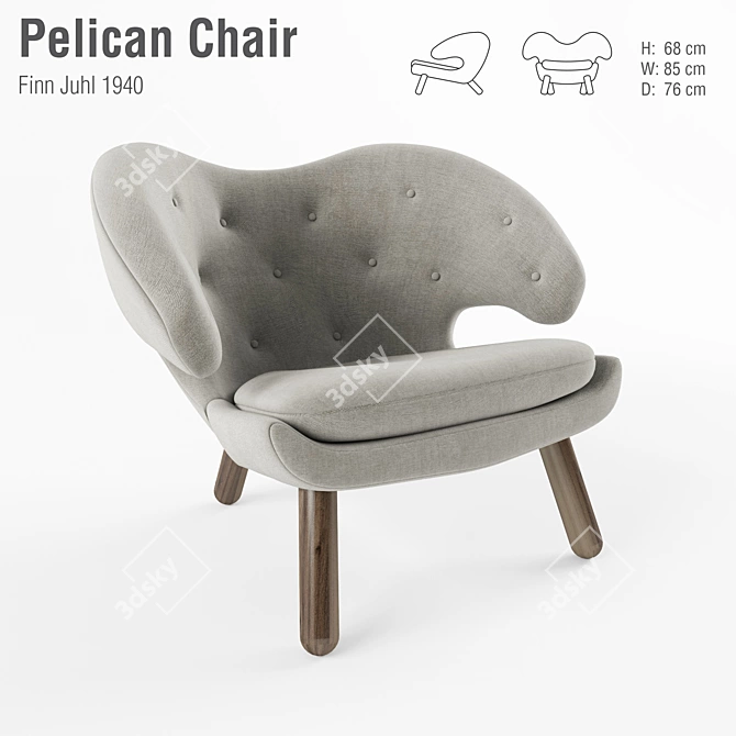 Finn Juhl Pelican Chair 3D model image 1