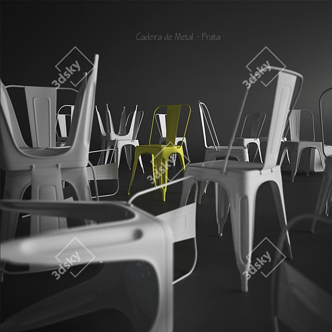 Silver Metal Chair 3D model image 2