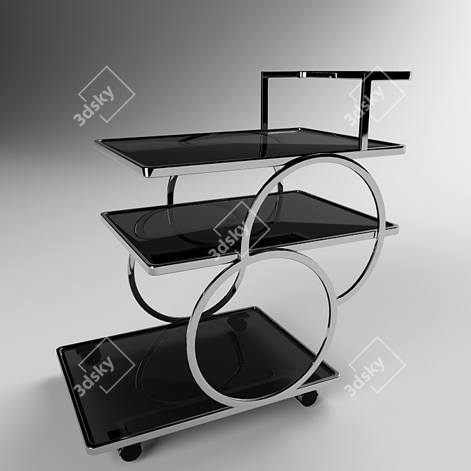 Elegant Art Deco Tray Table 3D model image 3