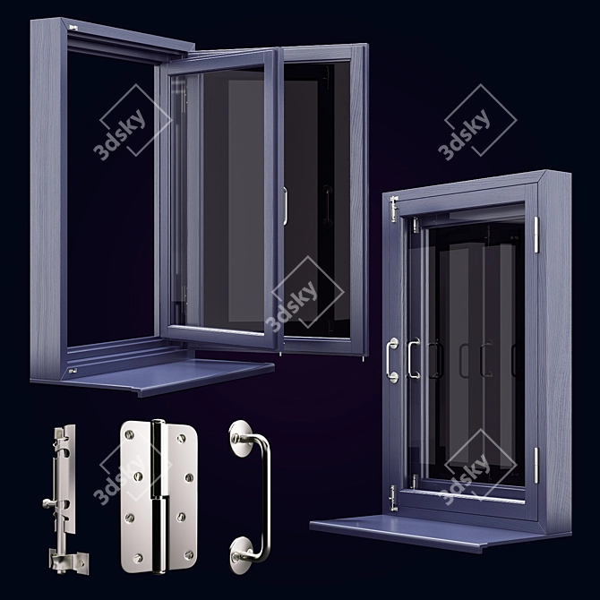 Classic Wooden Window 3D model image 1