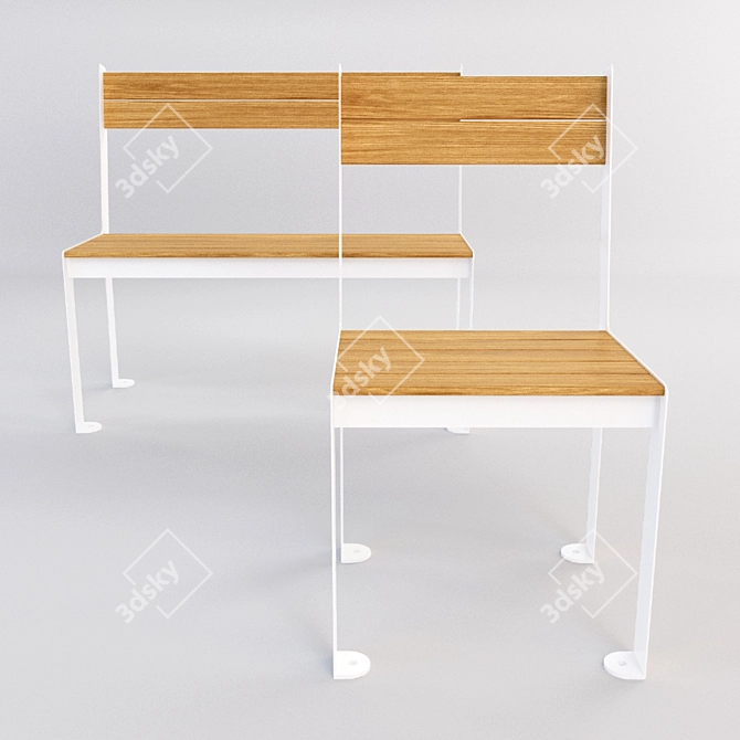 Title: Sleek Bench and Chair Combo 3D model image 1