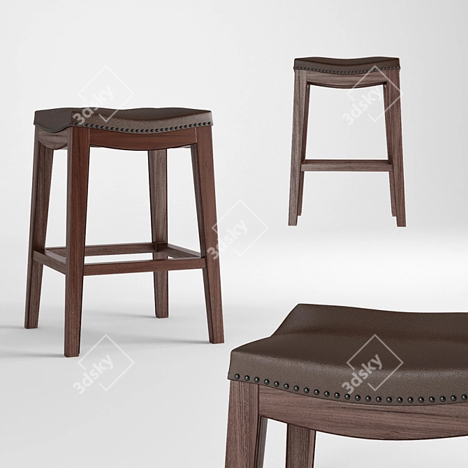 Elegant Leather Bar Stool 3D model image 1