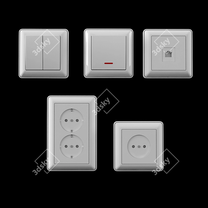 Modern Socket Switches 3D model image 1