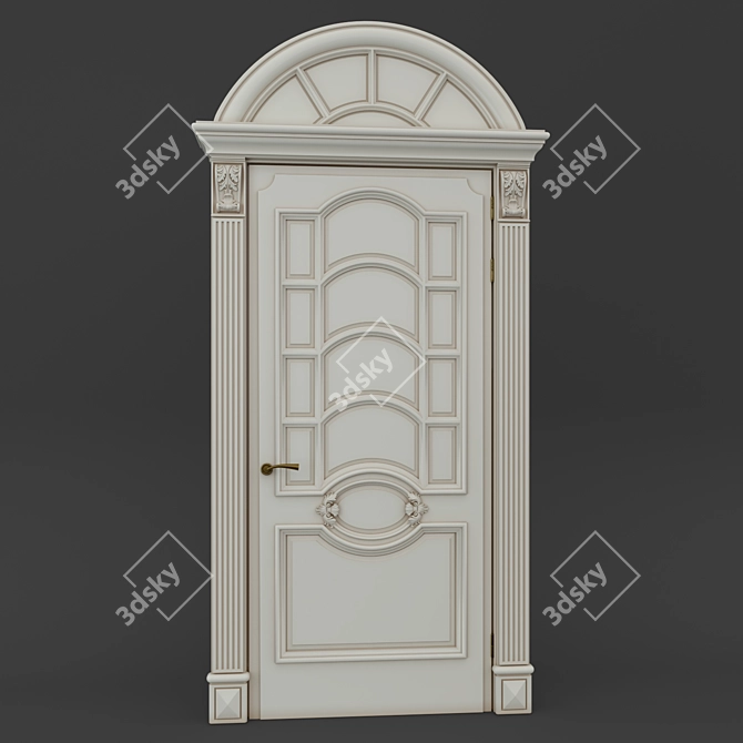 Classic Solid Door 900x2000mm 3D model image 1