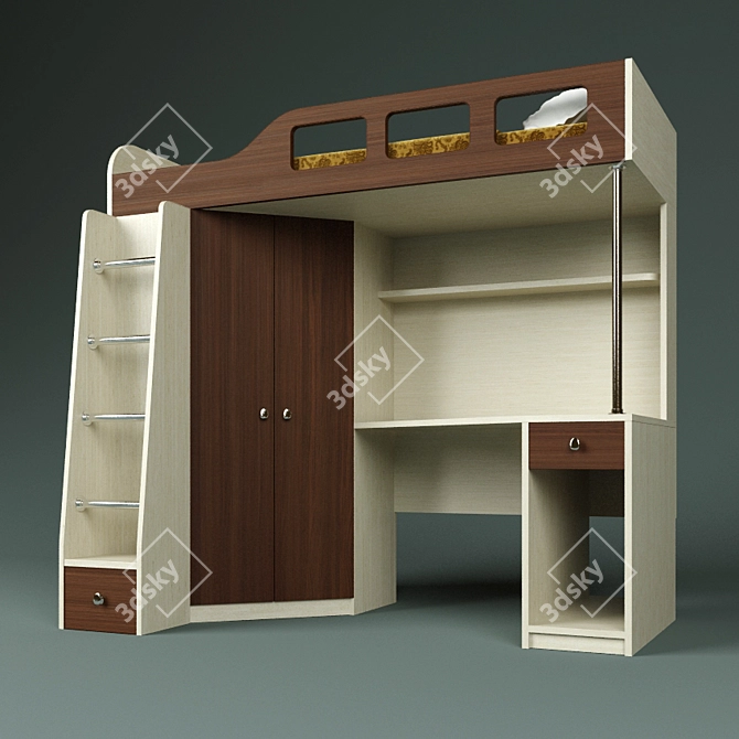 M-85 Two-Tone Loft Bed 3D model image 1