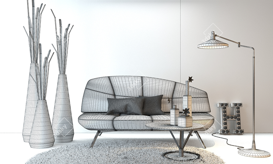 Modern Bonaldo Living Room Set 3D model image 2