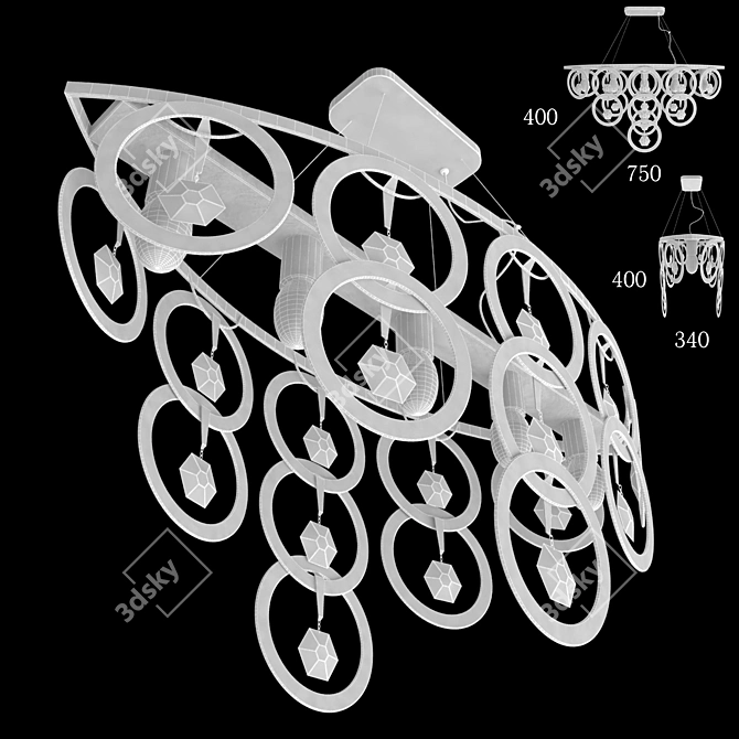 Elegant Calony Chandelier 3D model image 2