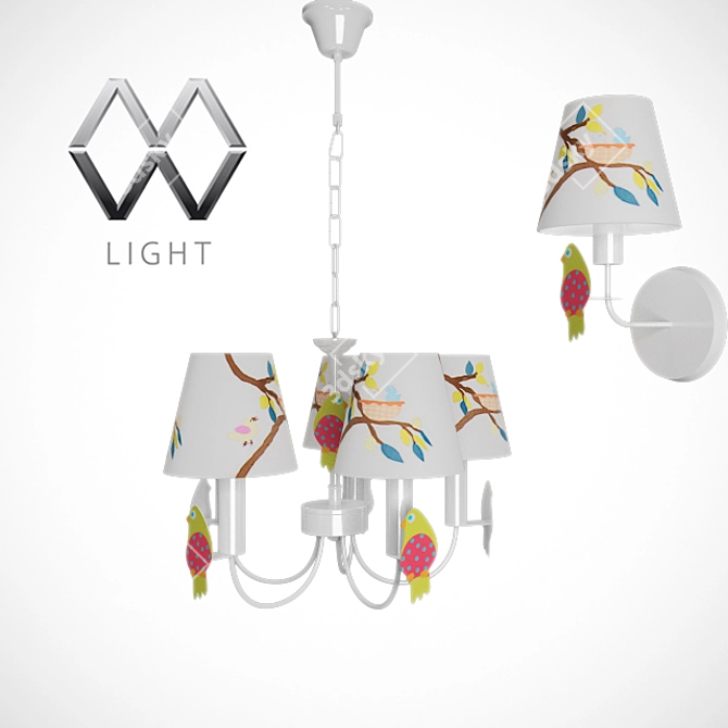 Playful Chandelier and Sconce Set 3D model image 1