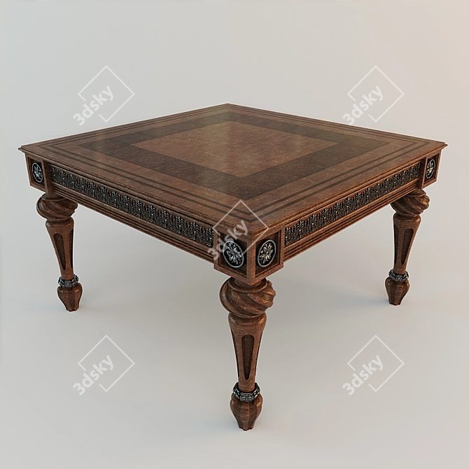 Elegant Wood and Metal Coffee Table 3D model image 1