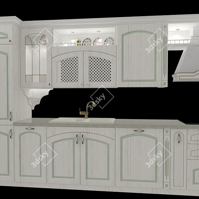 Classic Rosa de Cape Kitchen 3D model image 2