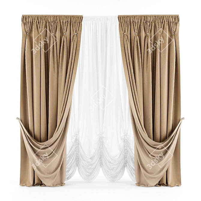 Classic Style Curtains 3D model image 1