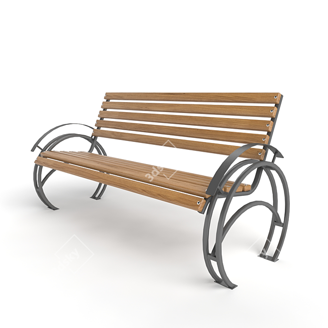 Title: Outdoor Park Bench 3D model image 2