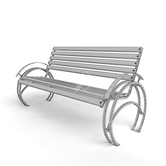 Title: Outdoor Park Bench 3D model image 3