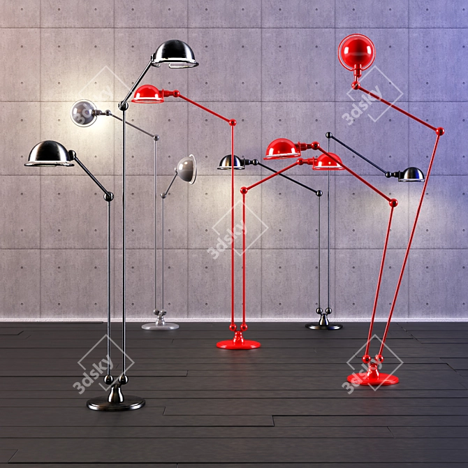 Jielde Twin Floor Light: Industrial Elegance 3D model image 1