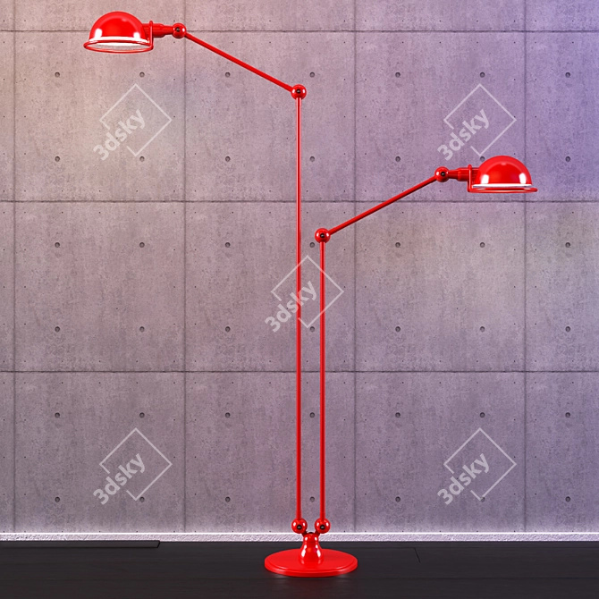 Jielde Twin Floor Light: Industrial Elegance 3D model image 2