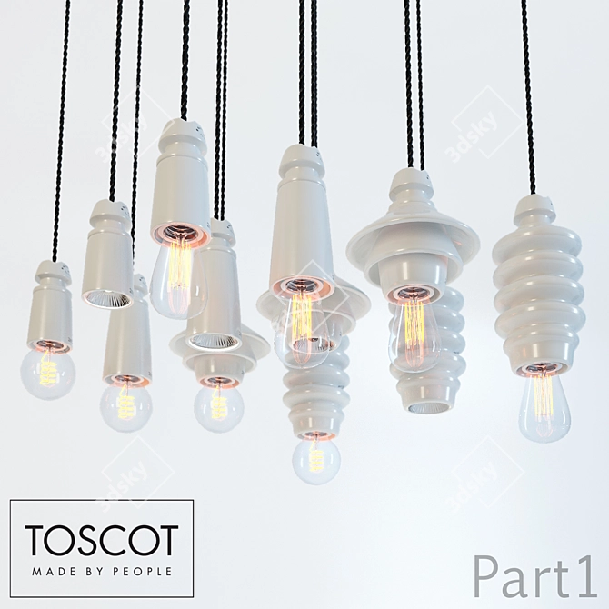 Toscot Battersea Pendant Lights 3D model image 1