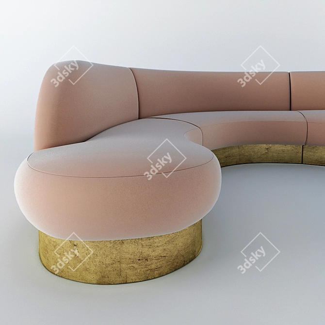 Luxurious Brass-Trimmed Sofa by Milo Baughman 3D model image 2