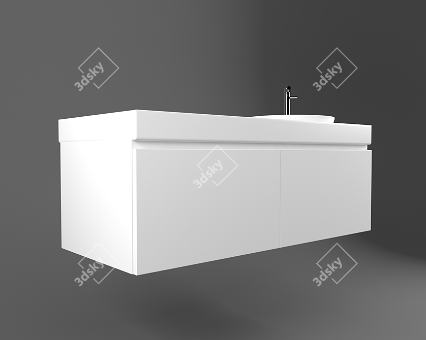 Modern Bathroom Furniture: Single and Double 3D model image 2