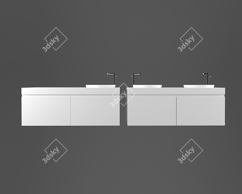 Modern Bathroom Furniture: Single and Double 3D model image 3