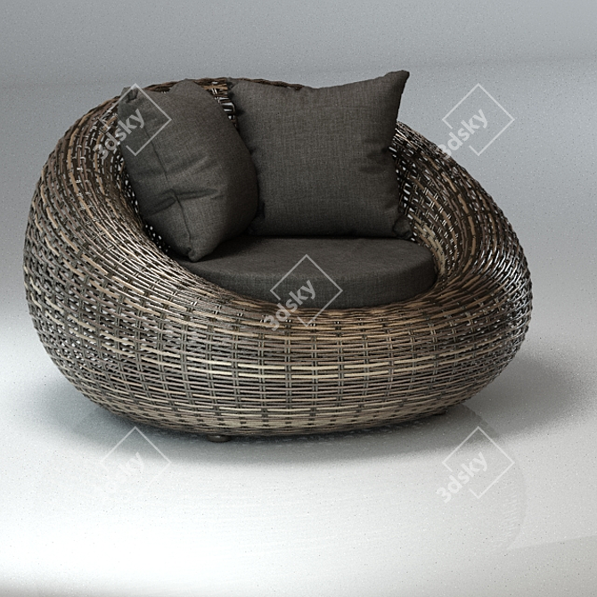 Kiwi Rattan Armchair: Stylish Relaxation in Natural Comfort 3D model image 1