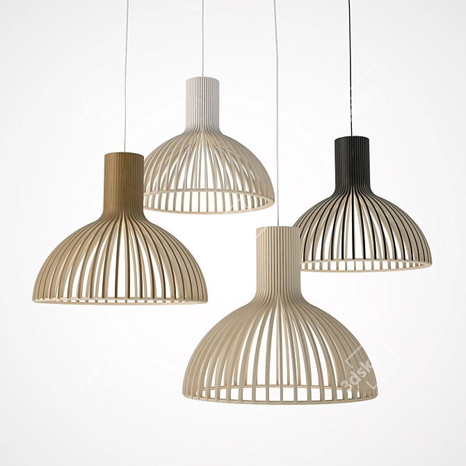 Sleek Birch Pendant Light 3D model image 1