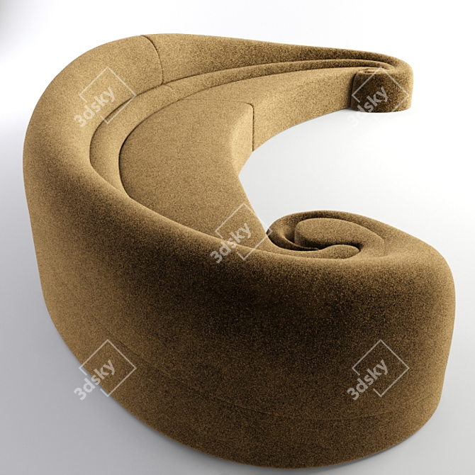 Sleek Curved Sofa 3D model image 2