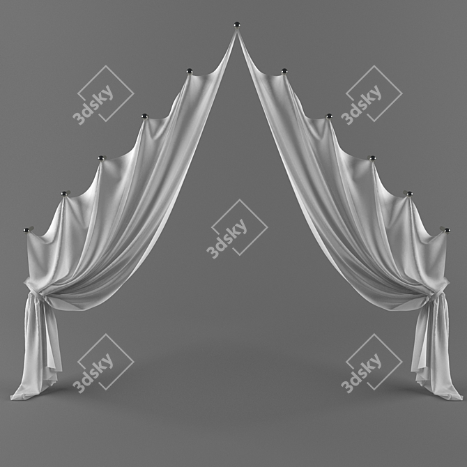 Elegant Window Curtain 3D model image 1