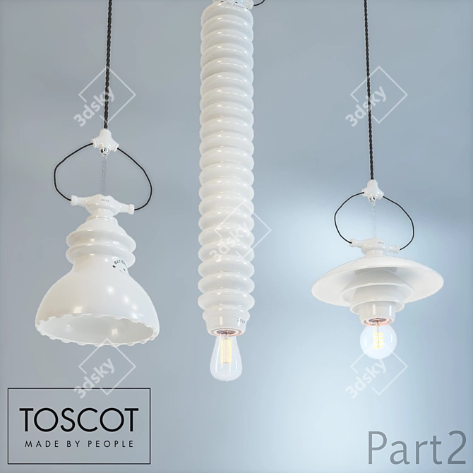 Toscot Battersea Pendant Lights 3D model image 2