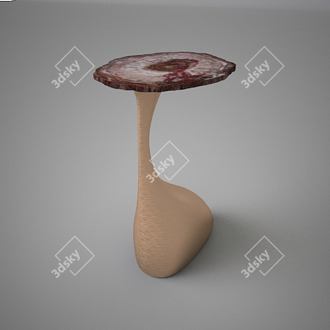 Elegant Hiquily Copper & Wood Side Table 3D model image 1