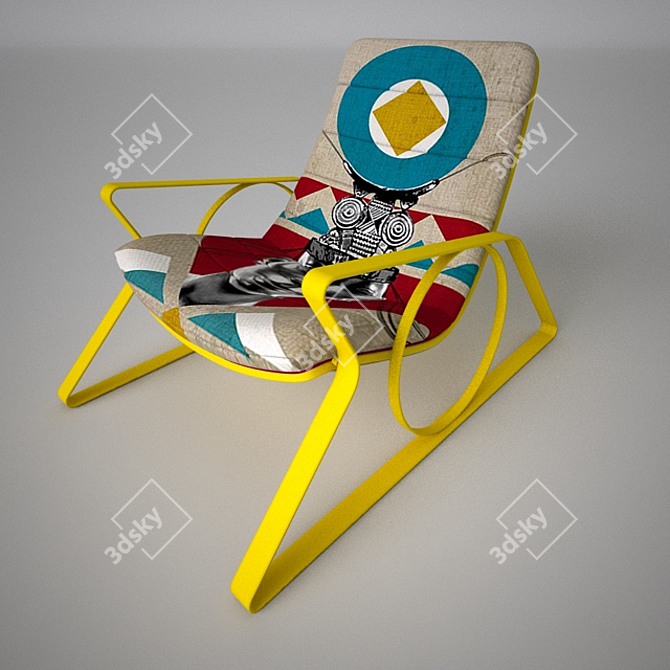 Geometric Africa Chair: Mid-Century Bauhaus Influence 3D model image 1