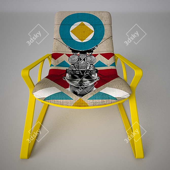 Geometric Africa Chair: Mid-Century Bauhaus Influence 3D model image 2