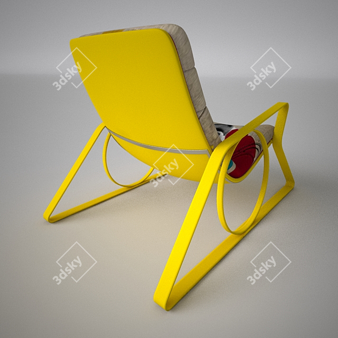 Geometric Africa Chair: Mid-Century Bauhaus Influence 3D model image 3