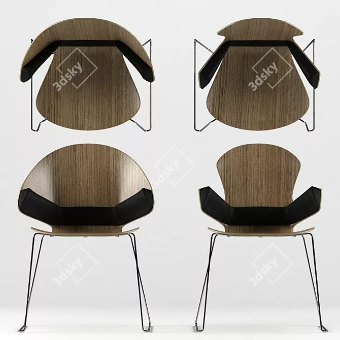 Italian Novecento Armchair - Elegant Wood Design 3D model image 3