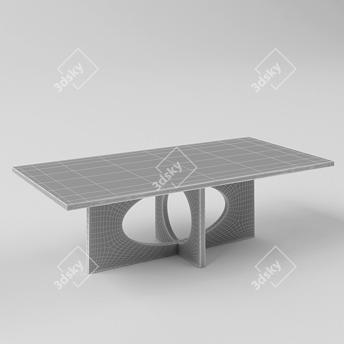 Luxury Walnut and Gold Ellipsis Table 3D model image 3