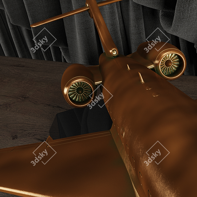 Sleek Bronze Bombardier Global 5000 3D model image 3