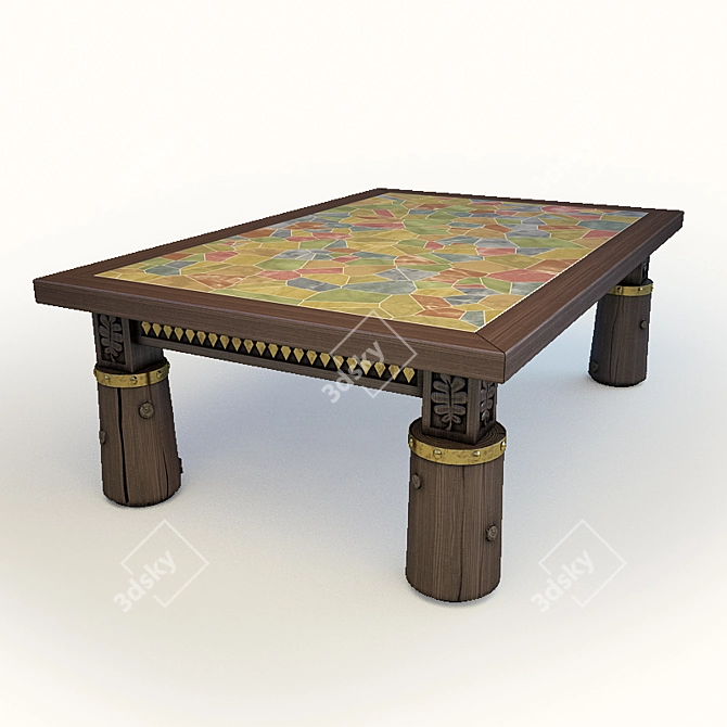 Elegant Carved Table 3D model image 1