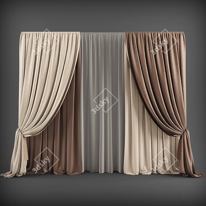 Title: Contemporary Style Curtains 3D model image 1