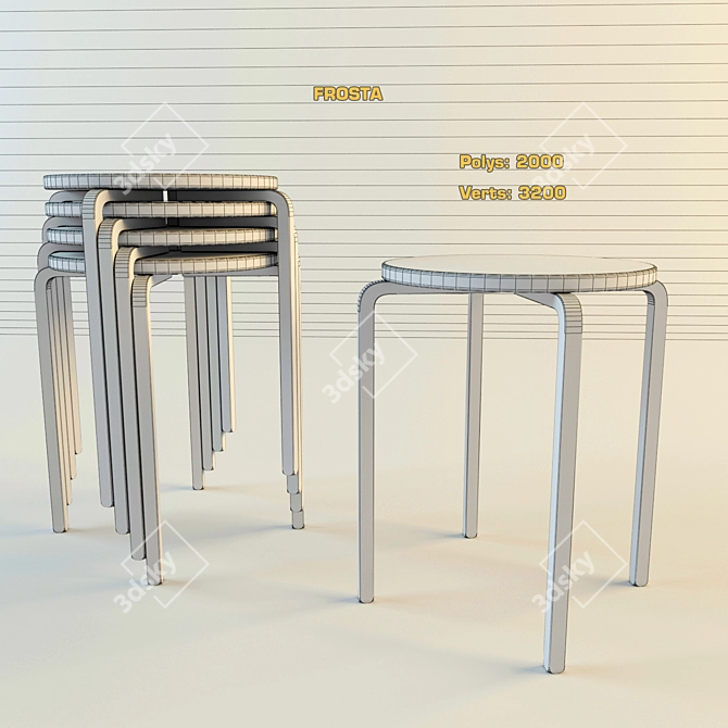 Birch Stool: Sleek & Sturdy 3D model image 3