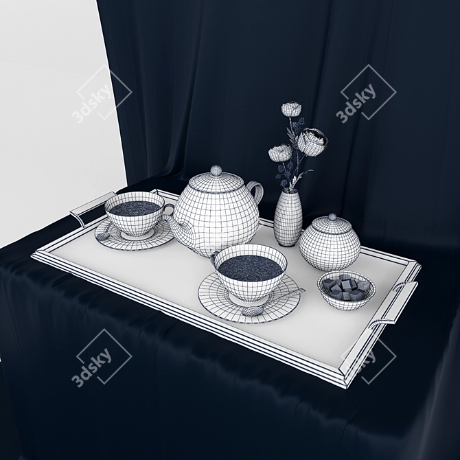 Ranunculus Tea Set: Decorative, Elegant, and Functional 3D model image 3