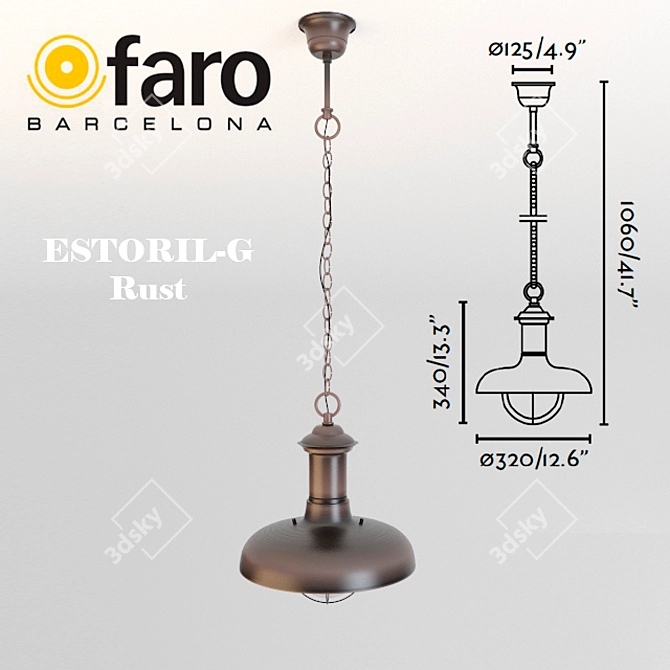 Rustic Elegance: Faro Estoril-G Pendant Lamp 3D model image 2