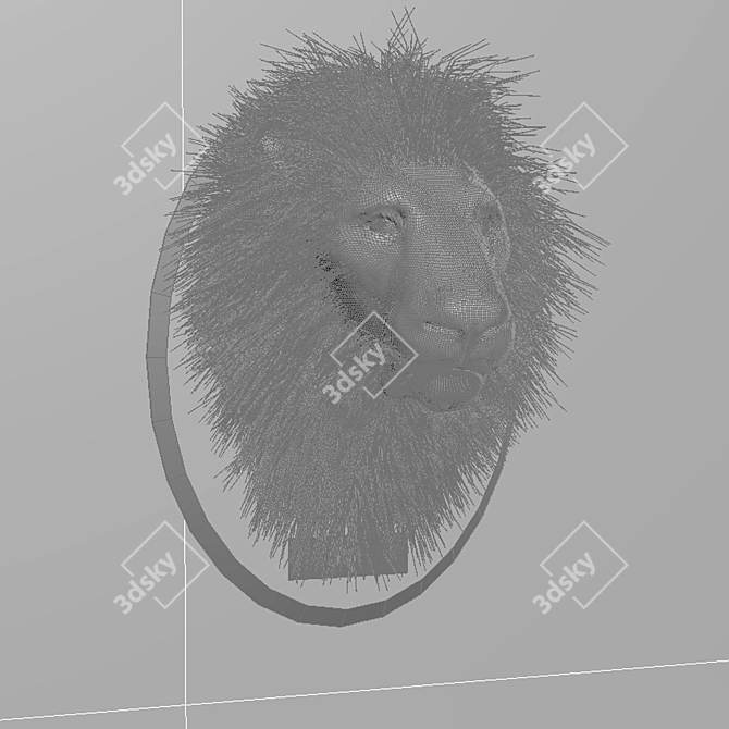 Majestic Lion Trophy 3D model image 2