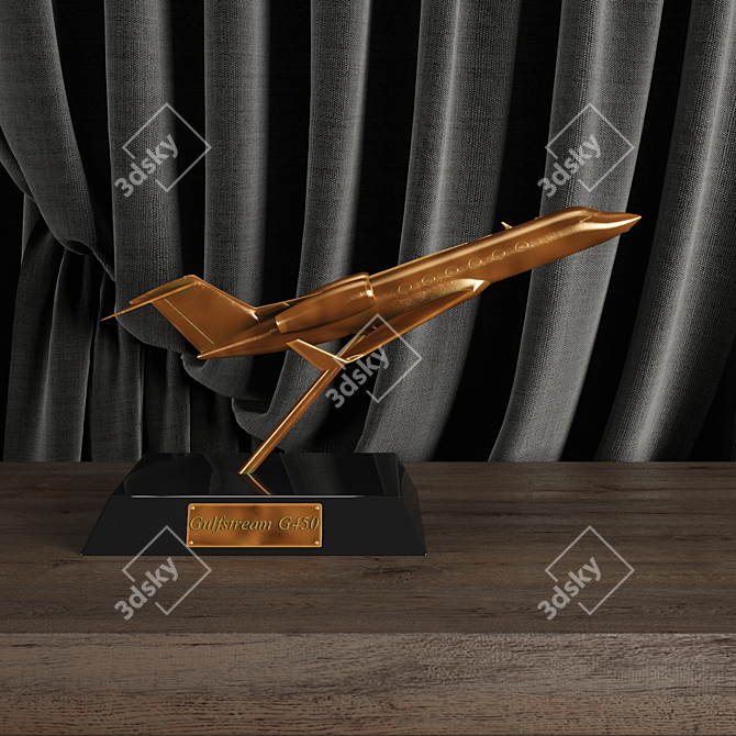 Gulfstream G450 Bronze Jet Statue 3D model image 1