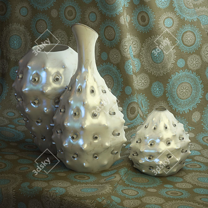 Ceramic Pufferfish Vases 3D model image 1