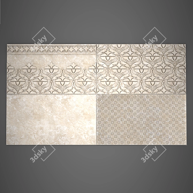 Spanish Tile: AZULEJOS EL MIJARES - 28x50 cm 3D model image 1