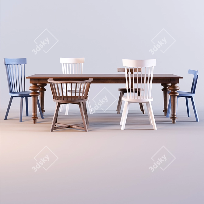 Gray 33 Table & InOut Chairs: Versatile Elegance 3D model image 2