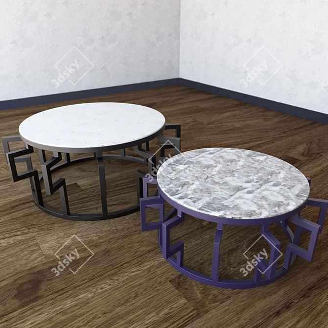 Title: Minimalist Coffee Table Set 3D model image 1